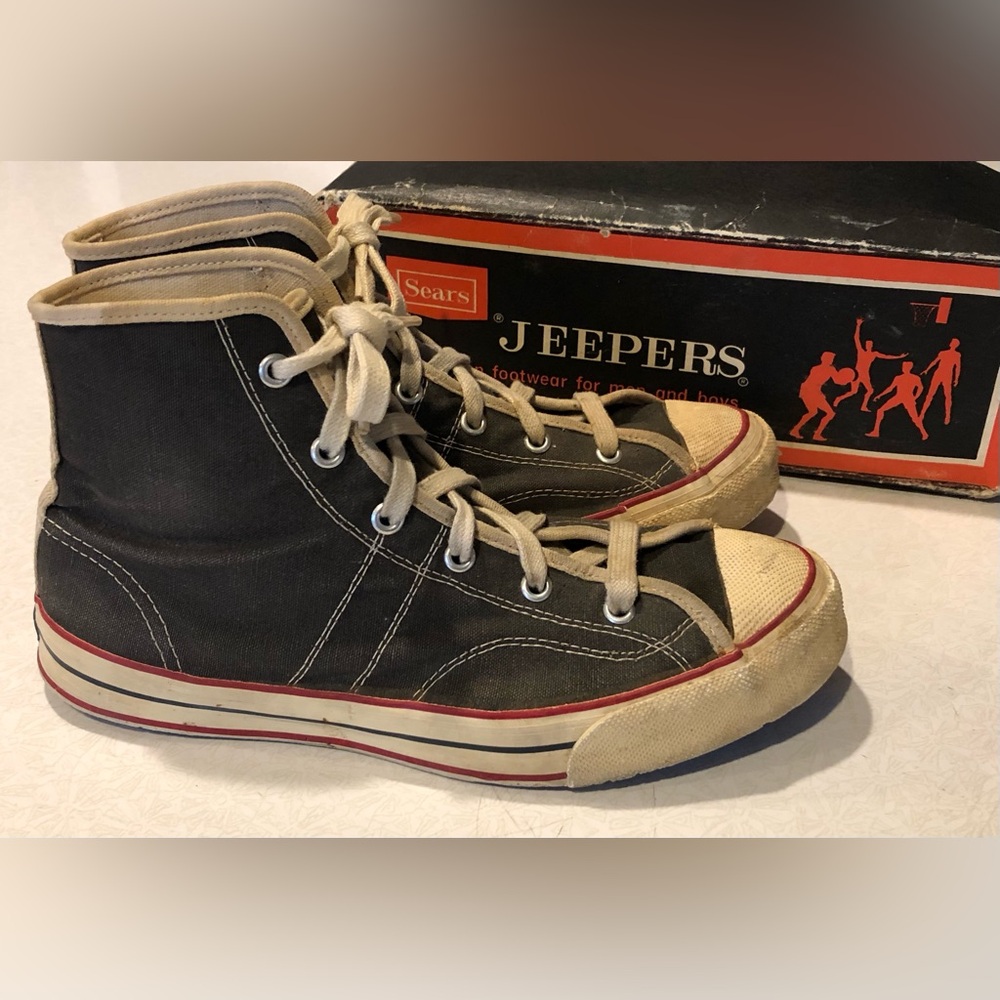 Vintage 1960’s Sears Jeepers Black High-Top Sneakers - Women’s 8 / Men’s 6